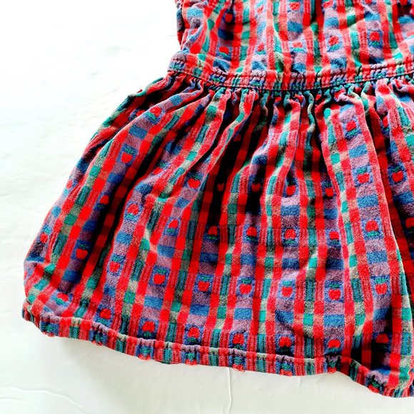 Vintage Girls Oshkosh Dress Jumper Apples Plaid Size 2T - Picture 11 of 12